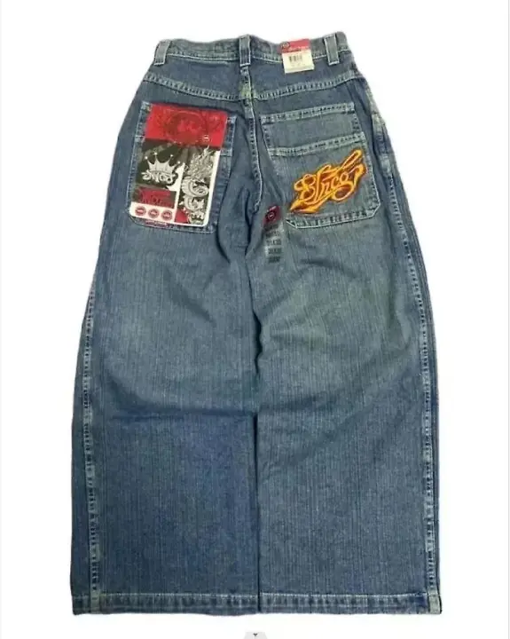 2024 newtrendy High Street jnco bordado demin Jeans para hombres mujeres hip pop suelta ajuste Pantalones anchos para pareja medio aumento jeans - 1