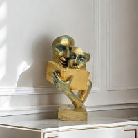 Máscara Escultura De Thinker Abstracta Y Sencilla 1pc See No Evil Hear No Evil Speak No Evil Decoración De Jardín De Resina - details 4