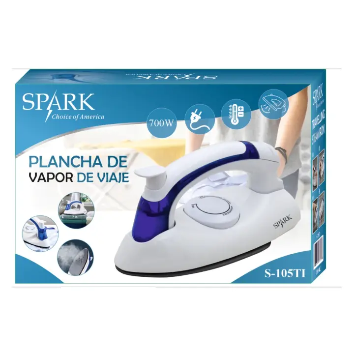 SPARK -  Plancha de Vapor de Viaje. Pequeña, Ligera y Útil. 700 W. Control de Temperatura. Placa Antiadherente. Compacta. Fácil de Transportar. - 1