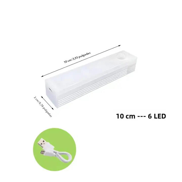 Luz Nocturna LED Con Sensor De Movimiento Recargable Por USB Luz De Armario Escalera Para Cocina Tipo C Luz De Noche Para Armario - 1