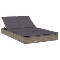 vidaXL Tumbona 2 personas ratán sintético con cojines Negro y crema, Gris, Negro Sillas de Exterior Ideal para jardín, playa, piscina, terraza Tumbona Piscina Tumbonas Playa Tumbonas Jardín Exterior - details 0
