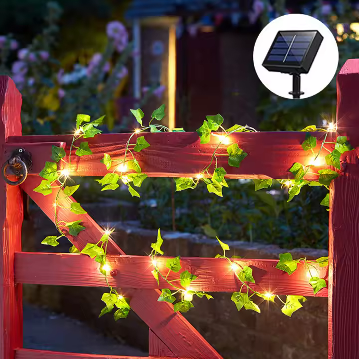 1pc Luces De Cadena Solar De Vinatera Artificial Ivy Garland Luces De Hadas Para Hojas Verdes Decoración Para Bodas Y Fiestas - 1