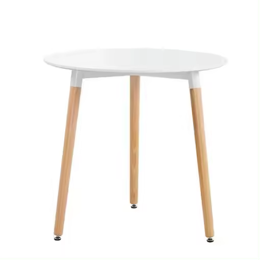 ORION91 Mesa Redonda (Ø80x72cm) Blanca 3 Patas Redonda Madera de Haya Nórdico Comedor Salón Cocina Teletrabajo Oficina - SpazioLuzio - 1