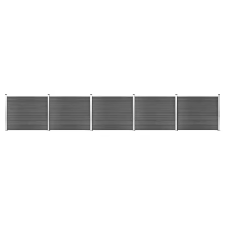 vidaXL Set de paneles de valla WPC negro 872x146 cm - 1