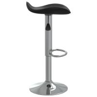 vidaXL Taburete de cocina de acero cromado y cuero artificial negro - details 3