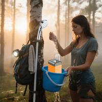 Ducha eléctrica para camping - Batería recargable de 7800mAh, 3 estaciones de presión, medición de temperatura, diseño compacto, ideal para camping y senderismo - details 4
