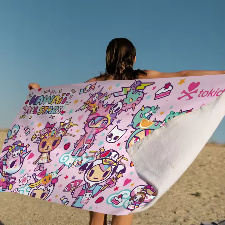 Toalla De Playa Tokidoki De Japón Microfibra Absorbente Secado Rápido Suave Para Yoga Natación Resort Montañismo Tamaño 76x182 Cm - 1