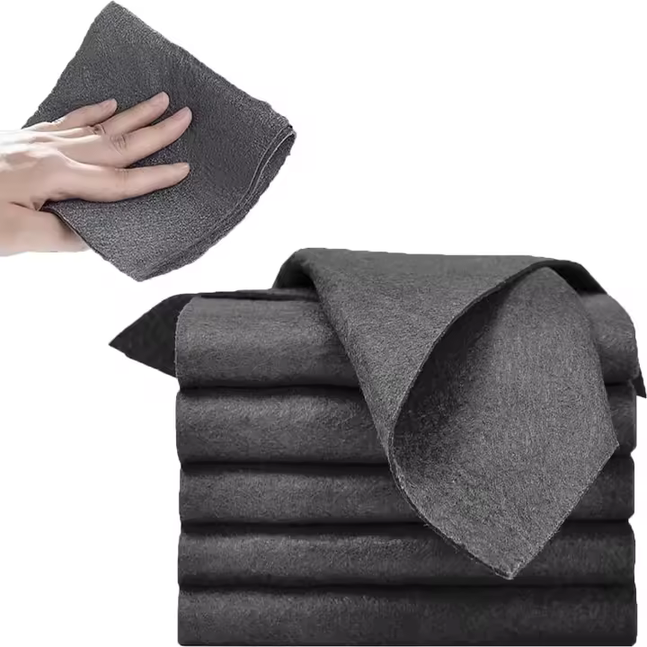 Paño de limpieza mágico engrosado, paños de limpieza de microfibra para vidrio, toallas de microfibra multiusos, trapo de limpieza de microfibra reutilizable sin rayas para ventanas, vidrio, automóvil (negro 5 piezas) - 1