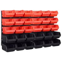 vidaXL Kit de cajas de almacenaje 32 pzas paneles de pared rojo/negro - details 0