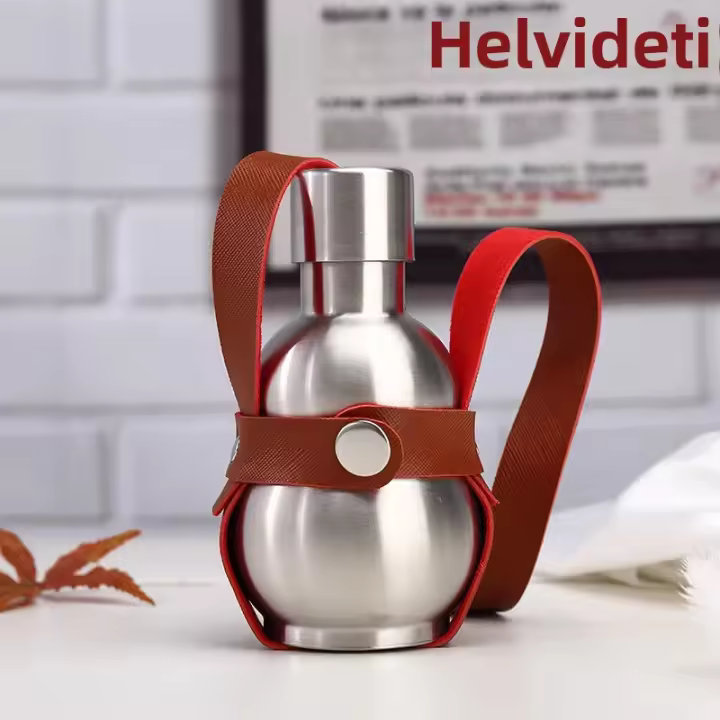 Botella De Vino Portátil De Acero Inoxidable 304 Flasque Ruso En Forma De Calabaza Con Funda Para Copa Ideal Para Actividades Al Aire Libre Y Deportes - 1