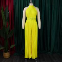 Elegante Monopiece Plisado Para Mujer Con Cinturón Y Pierna Ancha De Largo Al Suelo Sin Mangas Y Cuello Redondo Para Fiesta Y Cumpleaños - details 9