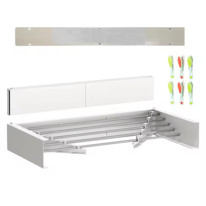 Tendedero Plegable de Pared JANDTEK - Exterior E Interior - Ahorro de Espacio - Resistente y Fácil Instalación - 1