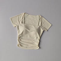Nueva Prenda De Verano Para Yoga Mujer: Camiseta Deportiva De Malla Con Falsas Piolas Y Cintura Fija Manga Corta Para Correr Y Fitness - details 1