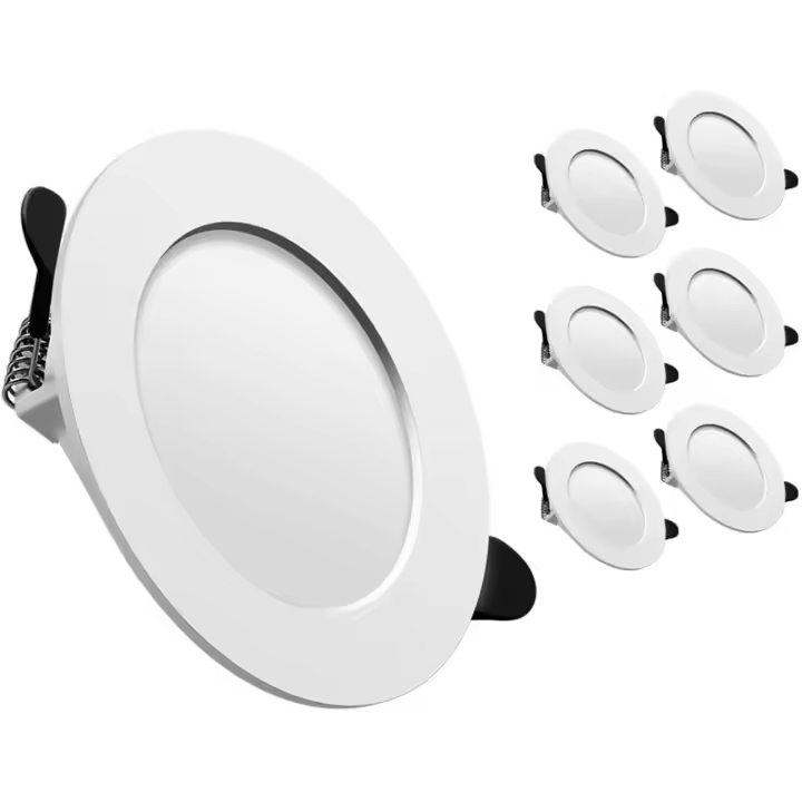 Foco Empotrable Led, Slimline 25 Mm, 6000k Blanco Frío, 5w 500lm Downlight Empotrable Incandescente Integrado, Orificio De Apertura Ф65-85mm, Para Sala De Estar, Cocina, Pasillo, Juego De 6 - 1