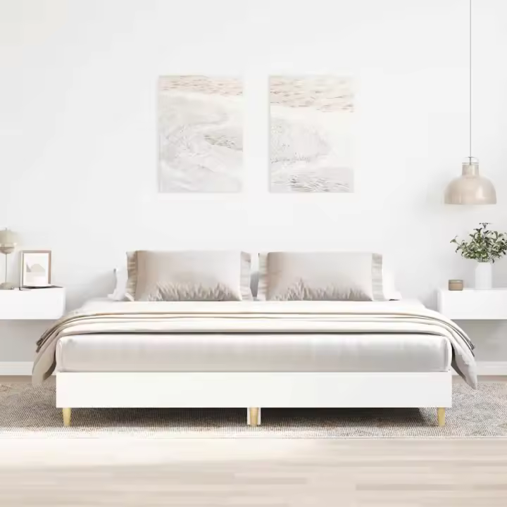 Estructura de cama sin colchón blanca 160x200 cm - 1