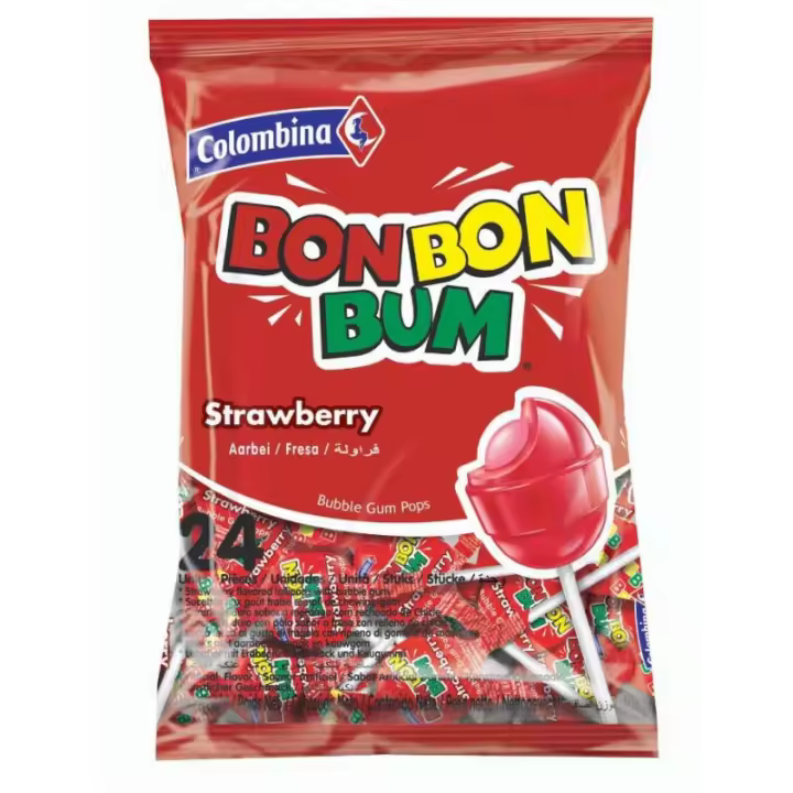 BON BUM de Fresa con Chicle - 24 Unidades marca fiesta colombina - 1