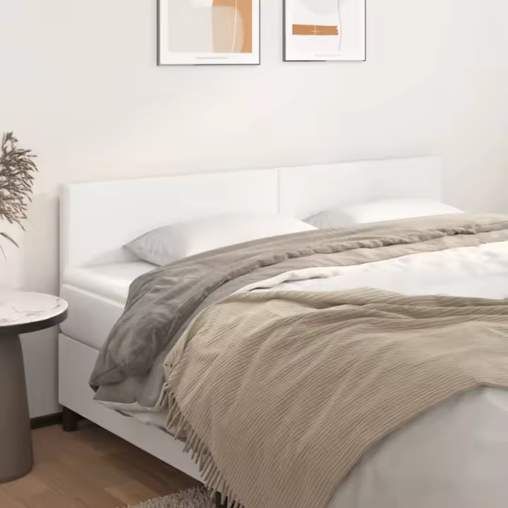 vidaXL Cabeceros 2 unidades de cuero sintético blanco 100x5x78/88 cm - 1