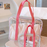 Bolso De Hombro Grande En Color Crema Para La Playa Y La Piscina Bolso De Almacenamiento Transparente De PVC Para Guardar Ropa Y Artículos De Baño - details 2