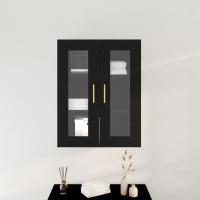 Cabinet montado en la pared de vidaXL con puertas de vidrio en roble negro 69,5x34x90 cm - details 2