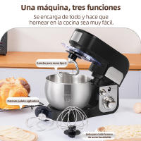 Batidora Amasadora, Robot Mezclador de cocina, Repostería, 6 Velocidades, Mezcla líquidos y sólidos, 3 funciones, 3 L, 700W - details 5