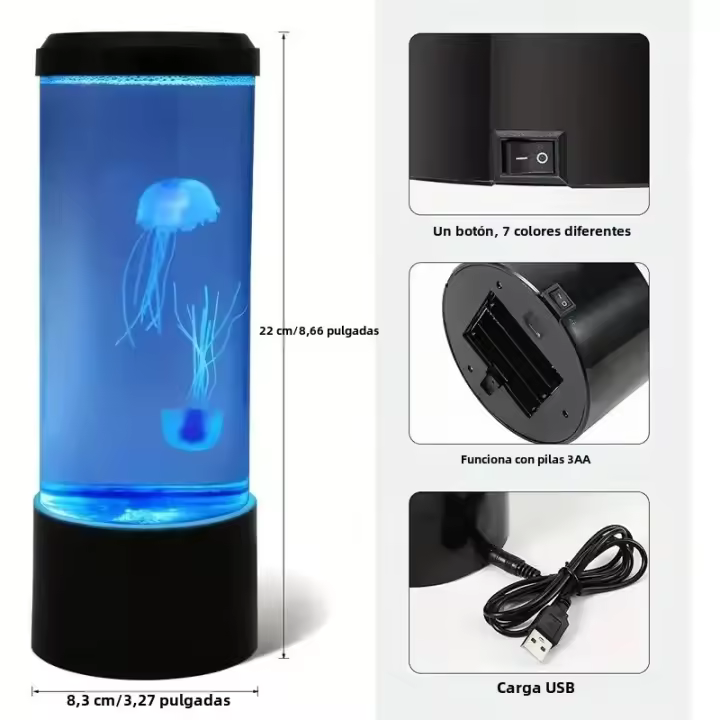 Lámpara De Jalea De Medusa Con 7 Colores LED Para Decoración De Escritorio Habitación Y Regalo Luz Nocturna Del Océano Con Efecto Lava - 1