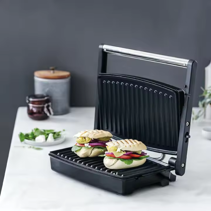 Lacor Mini Grill Abatible - Parrilla Eléctrica y Plancha de Asar con Apertura 180º - 32x27x11 cm - 1