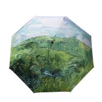 Paraguas automático de pintura al óleo de Van Gogh, accesorio pequeño de vinilo fresco, plegable, resistente al viento y al sol - details 2