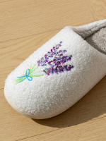 Pantuflas Para Mujer Interior Lavanda Diseño Pequeño Con Lentejuelas Suela Suave Algodón Suave Invierno Regalo Ideal - details 5