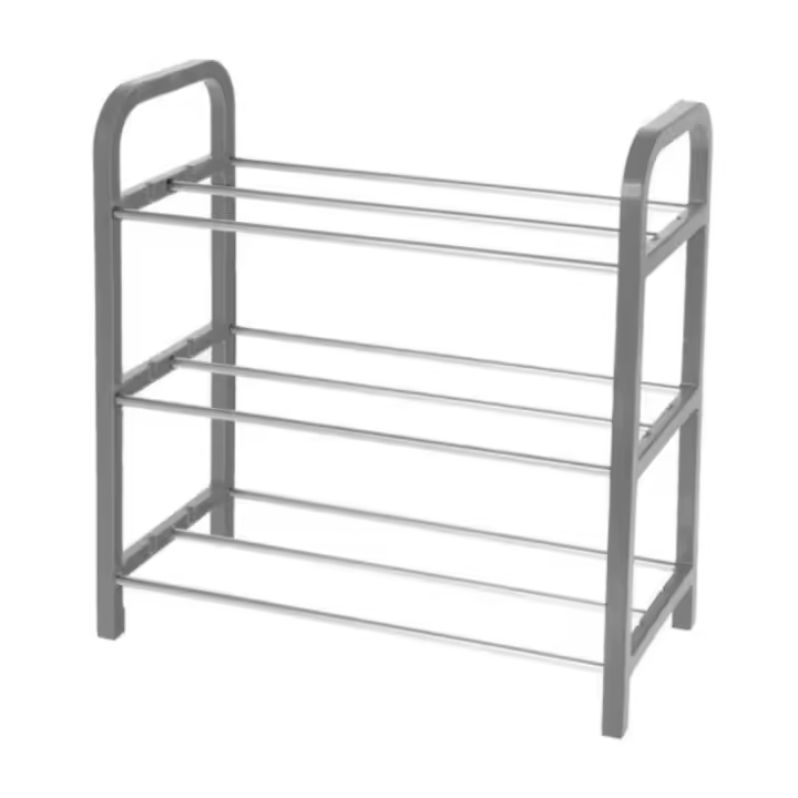 HOGUITA-Zapatero de Metal y Plástico de 3-4-5 Niveles,Estante Organizador de Zapatos, Diseño Sencillo y Funcional, Perfecto para Recibidores, Pasillos y Salones, Color Gris - 1