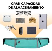 Riñonera Running Deportiva Impermeable, Bolsa Cintura Ajustable 50*11cm, Reflectante Cinturón Running Impermeable con Conector para Auriculares, Riñonera Antirrobo Cartera para Viaje Deporte Correr - details 0