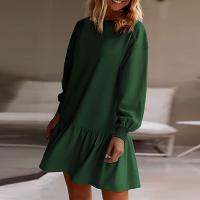 Vestido De Mujer Otoño Manga Larga Pullover Cuello Redondo Rib Knit Patchwork Suéter Cómodo Casual Mini Vestidos Estilo Vintage - details 10