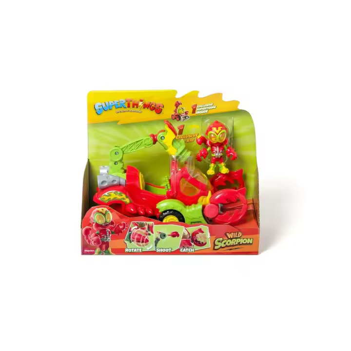 Vehículo escorpión de los SuperThings. Incluye 1 Wild Kid y 1 Wild SuperThing Villano exclusivos. con Disparador y Pinzas de escorpión para atrapar a los héroes - 1