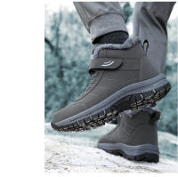 Botas De Invierno Para Hombre De Algodón Con Veludo Cálido Impermeables Antideslizantes Resistentes Al Desgaste Deportivas Al Aire Libre Botines De Nieve Con Cierre De Correas Y Suela De TPR - details 9