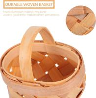 12 piezas Mini Cestas tejidas con asas Cestas de chips de madera en miniatura para favores de fiesta de boda Artesanía Casa de campo Jardín de hadas Adorno Decoración de casa de muñecas - details 2