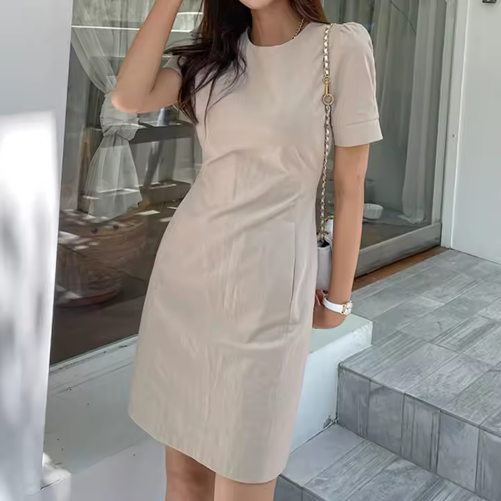 VONDA Vestido Mujer Verano 2024 Moda Casual A-Line Mini Con Bolsillo Cuello Redondo Manga Corta Sobremesa Trabajo Ropa Oversize - 1