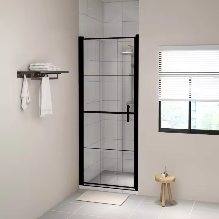 vidaXL Puerta de ducha de vidrio templado negro 81x195 cm - 1
