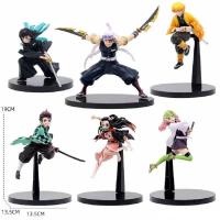 Figura De Anime Demon Slayer 19cm Nezuko Tanjirou Zenitsu Inosuke Kyoujurou Giyuu Qposket PVC Juguete De Combate Regalo Para Niños - details 0