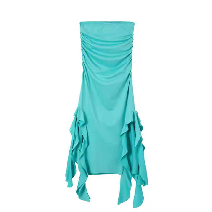 Vestido Asimétrico De Hombro Solo Para Mujer Primavera/Verano Moda Europea Y Americana Slim Fit Cintura Ajustada Irregular - 1