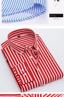 Camisa De Punto Para Hombre Azul Claro Con Rayas Cuello En V Manga Larga Ajustada Estilo Coreano No Hierro Casual Negocios - details 6