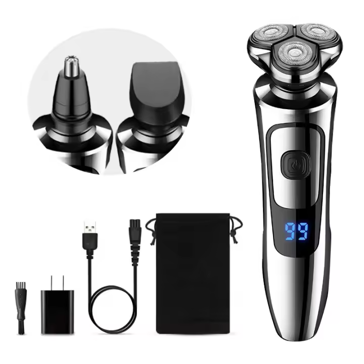 Afeitadora Eléctrica Recargable Para Hombres Cuchillo De Afeitar Portátil Flotante Tres Puntas Lavable Con Agua - 1