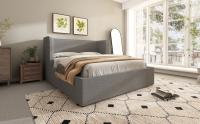 Cama tapizada 160x200, Cama Doble Cama de almacenamiento hidráulico con soporte lateral amplios y tapa de somier extraible, somier con somier de lámparas y Espacio de almacenamiento, Lino, Gris, sin colchón - details 2