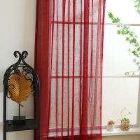 Cortina Sutil Roja Vibrante Para Decoración De Hogar Oficina Sala De Estar Y Dormitorio Con Bolso De Percha Moderna Translúcida - details 5