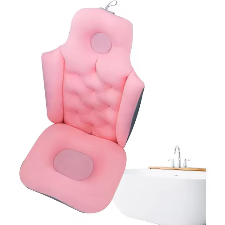 Almohada de bañera de cuerpo completo - Cojín de reposacabezas antideslizante | Cojín de bañera | Almohada de bañera de spa para soporte de hombros y espalda | Cojín de baño de malla de aire transpirable con soporte lumbar para ducha - 1
