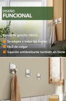 Colgador Toalla baño sin taladro-Ganchos adhesivos para pared Diseño Moderno colgadores resistentes Negros percha adhesivas Fuertes - details 2