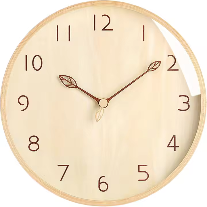 Reloj de pared de madera maciza de madera natural de 12 pulgadas movimiento silencioso sin ruido de tictac moderno estilo simple sala de estar dormitorio cocina habitación de los niños - 1