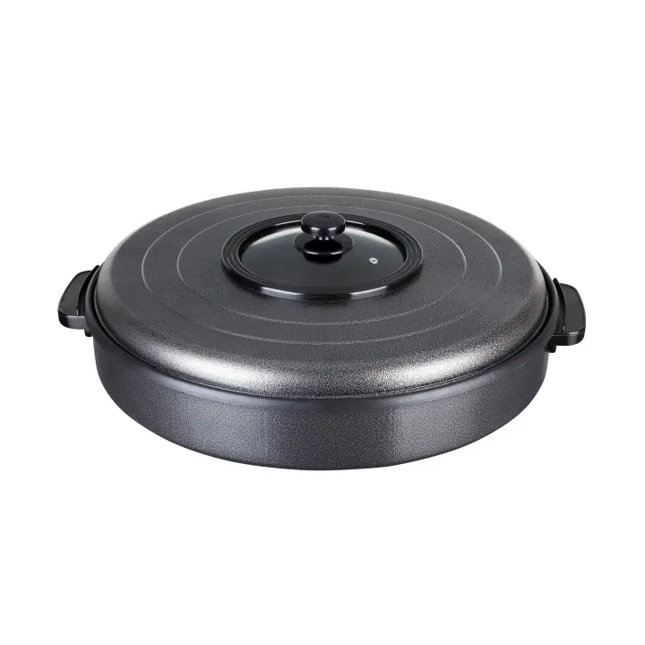 Jata Paellera Eléctrica, Antiadherente, Libre de PFOA, Válvula de Salida de Vapor, Temperatura Uniforme en Toda la Superficie, Fabricada en España, con 5,5 cm de Profundidad, 55 cm de Diámetro - PE550 - 1