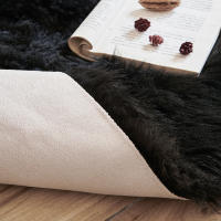 Carpetas De Pelo Suave Imitación De Lana Negra Ondulada Para Mejorar El Hogar Alfombra Para Piso De Habitación Infantil Antideslizante Y Resistente Al Desvanecimiento Alfombra Para Interior - details 1