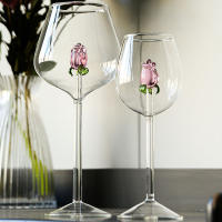 Vaso De Champán Creativo 3D Rosa De Vidrio Con Rosas Incorporadas Para Vino Tinto Y Blanco Vaso De Bebida Goblet Regalo Lindo Para El Día De San Valentín - details 1
