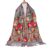 Bufanda De Lujo Para Mujer Con Floral Shawl Vintage Con Borlas Cálido Foulard Bandana Estilo Casual Tamaño Grande Para Otoño E Invierno - details 11