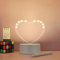 Luz Nocturna 3D DIY Tablero De Escritura Acrílico Inteligente Base Blanca Con Pluma De Mensaje Regalo Creativo Transparencia - details 4